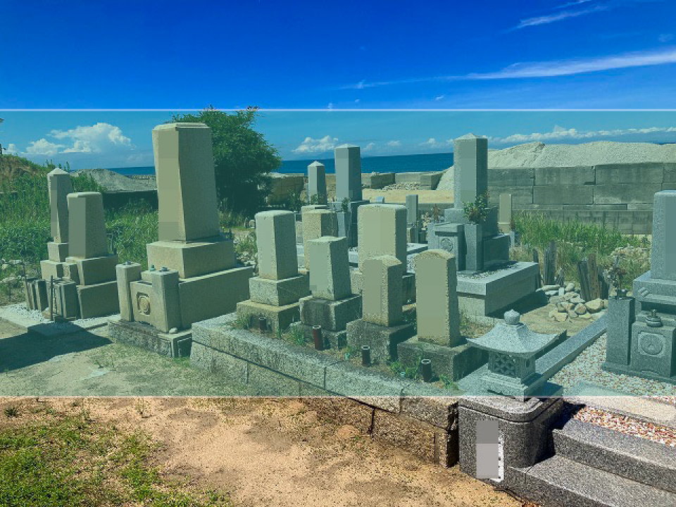 野島蟇浦墓地の墓地風景